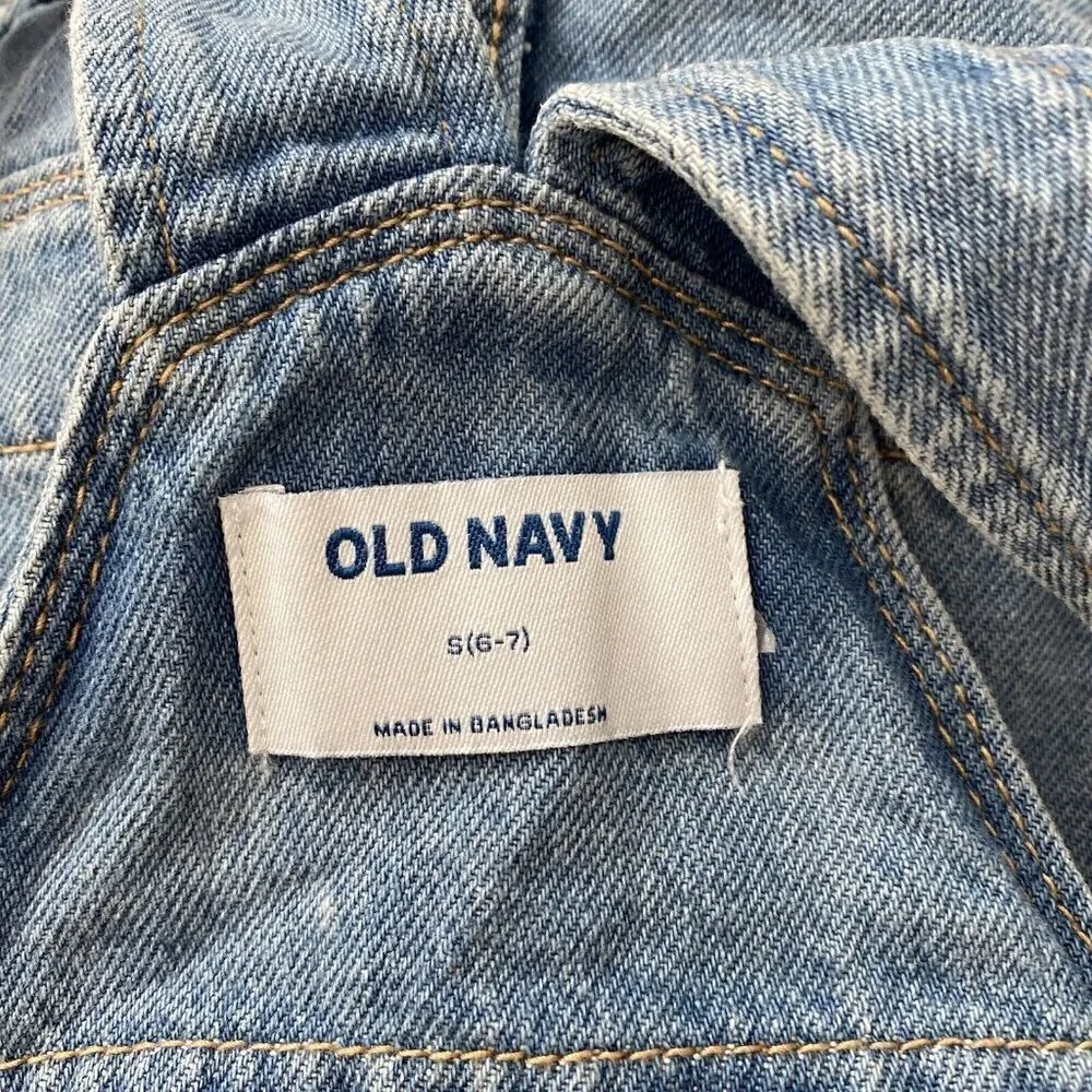 Old Navy Raw Hem Distressed Ombré Skirtall Girl's Small 6-7 Blue Sleeveless
